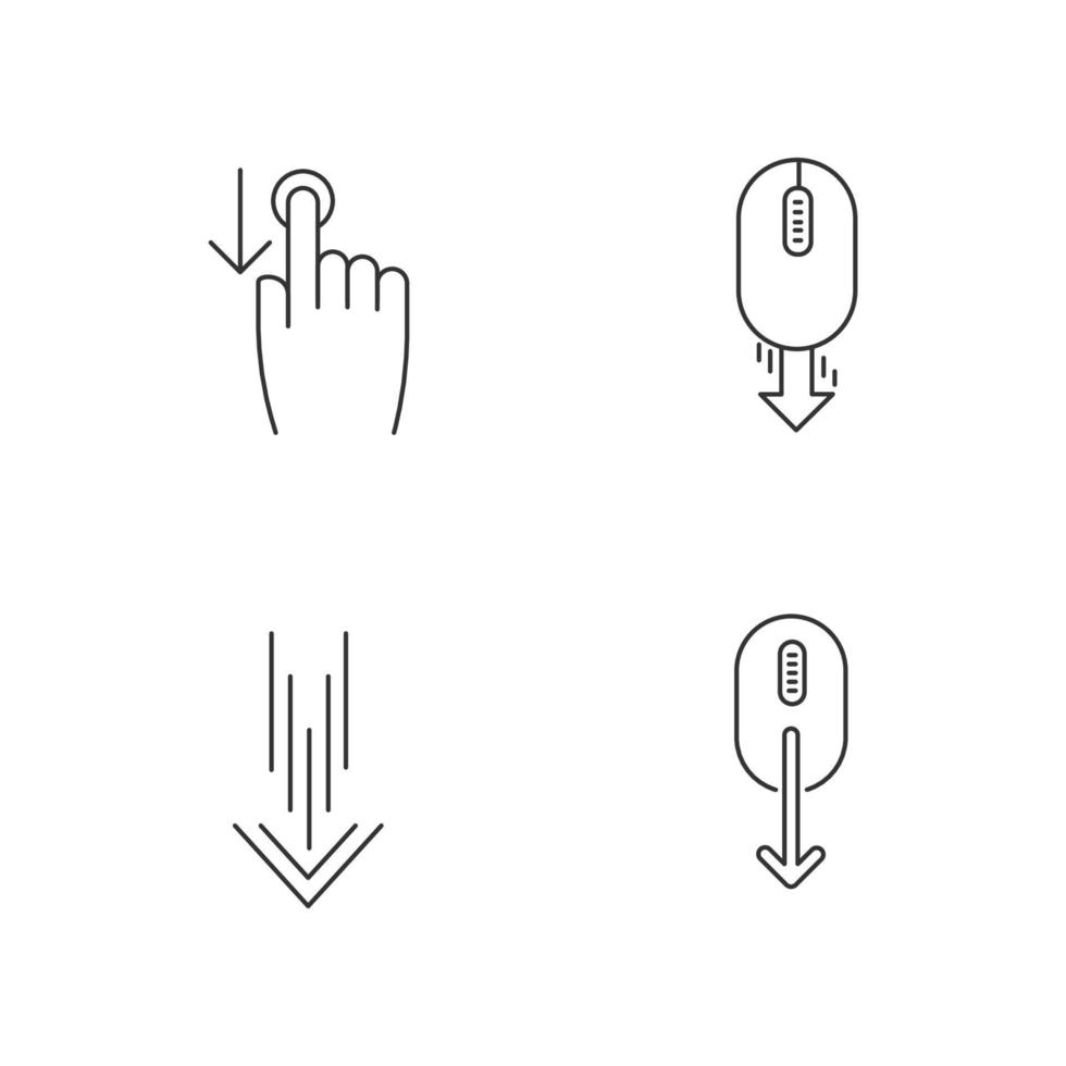 Scrolldown pixel perfect linear icons set vector
