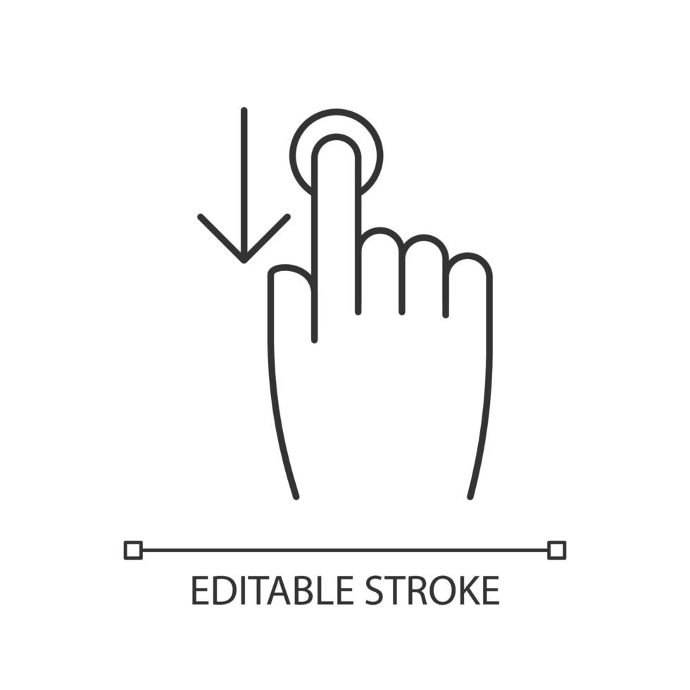 Down scrolling finger pixel perfect linear icon vector