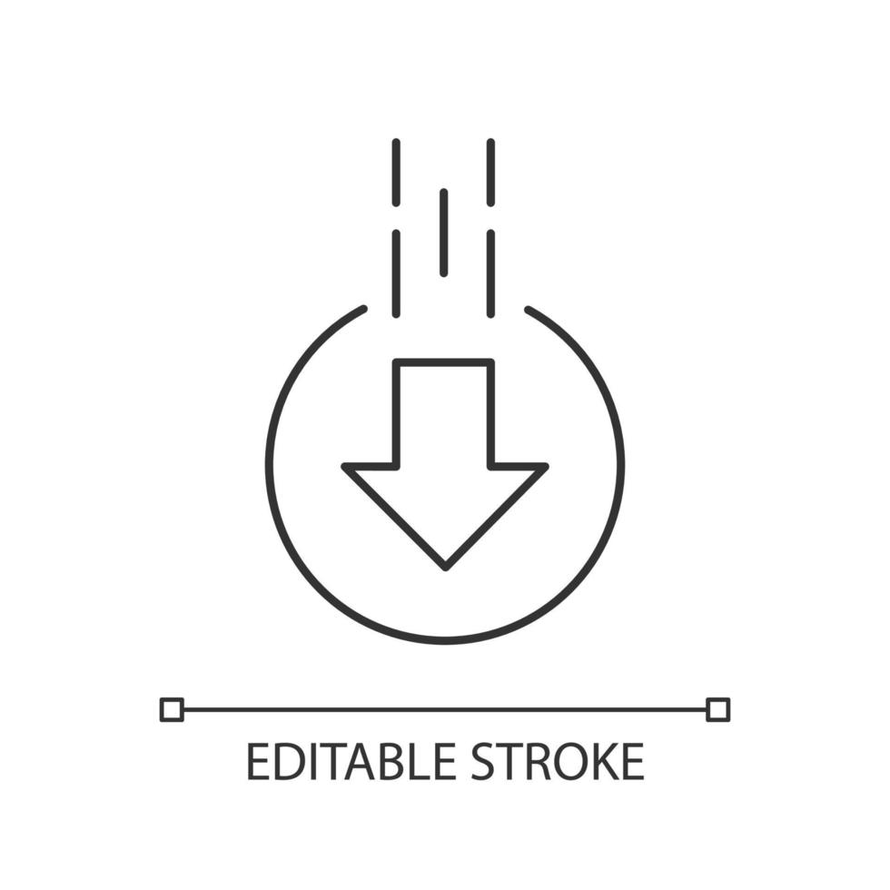 Down arrow in circle pixel perfect linear icon vector