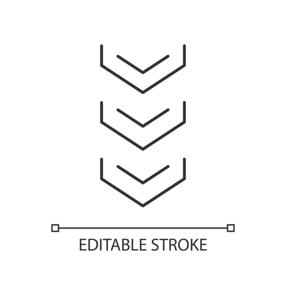 desplazamiento hacia abajo botón de flechas pixel perfecto icono lineal vector