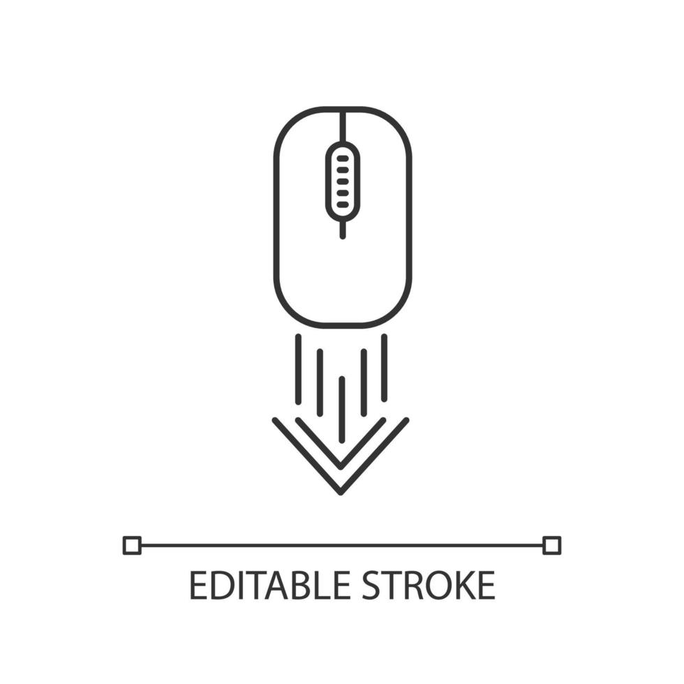 Scrolling down computer mouse pixel perfect linear icon vector