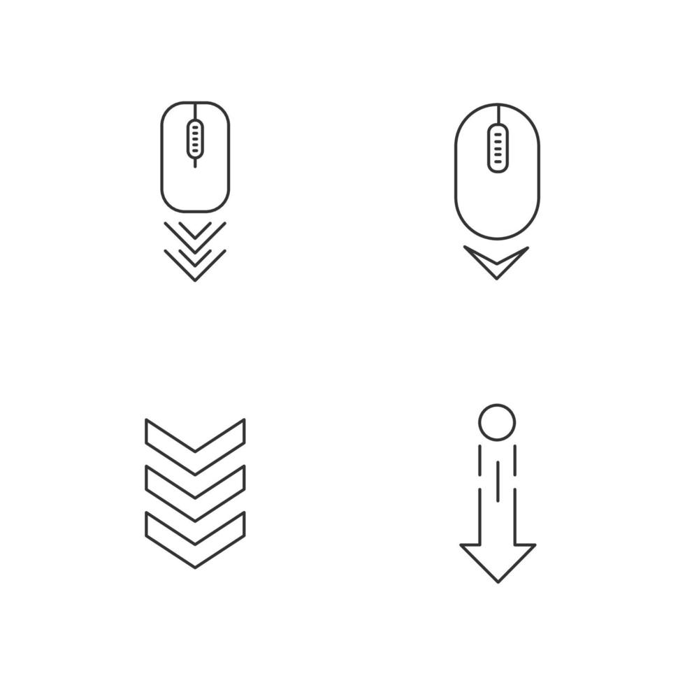 Scrolldown indicators pixel perfect linear icons set vector