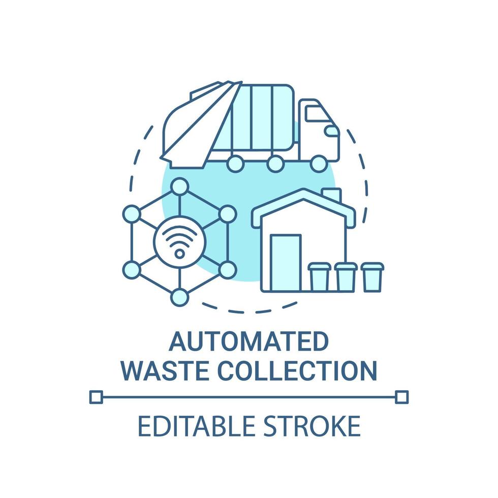 Icono de concepto azul de recogida automatizada de residuos vector