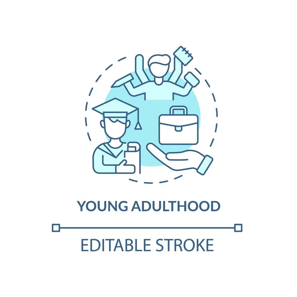 Young adulthood problem concept icon vector