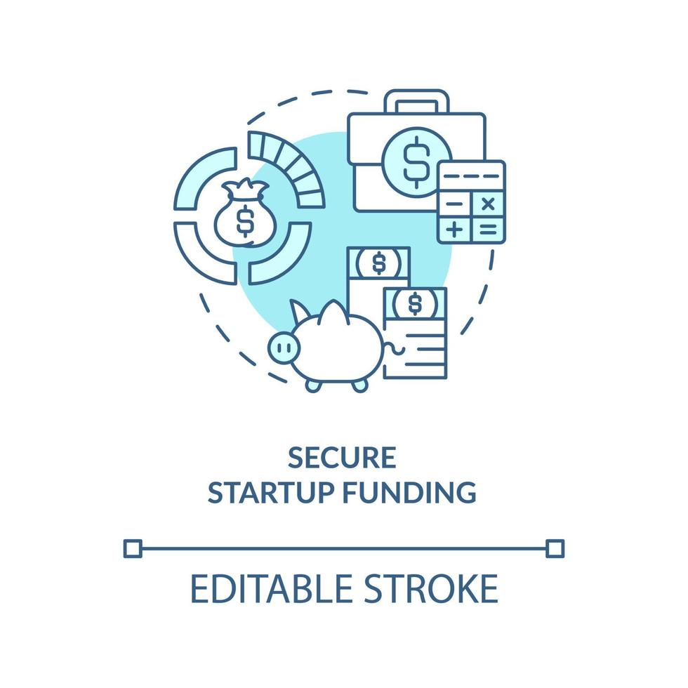 Secure startup funding blue concept icon vector