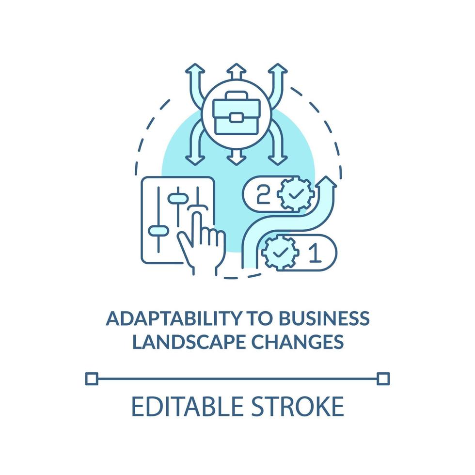 Adaptability to business landscape change blue concept icon vector