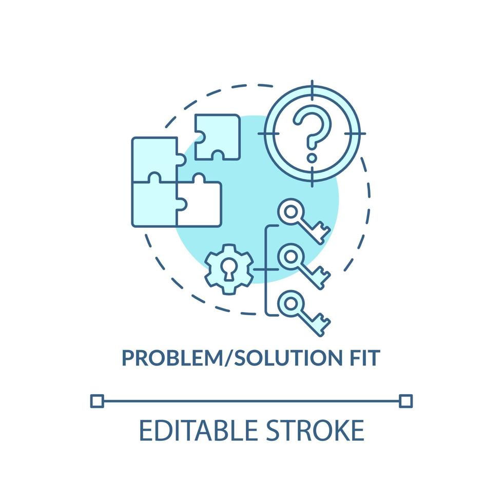 Problem, solution fit blue concept icon vector