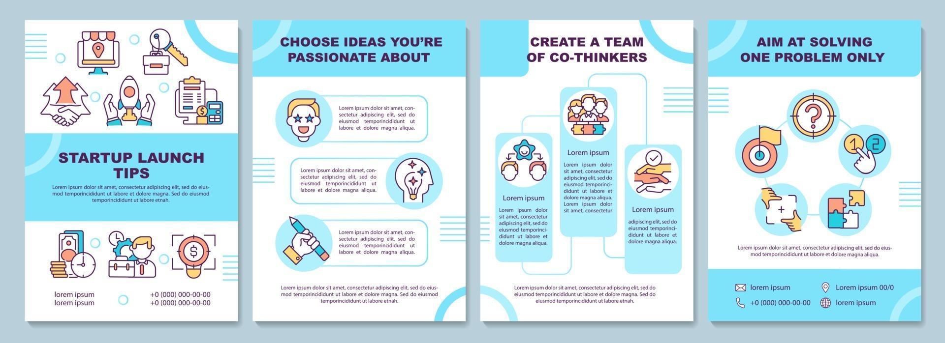 Startup launch tips brochure template vector