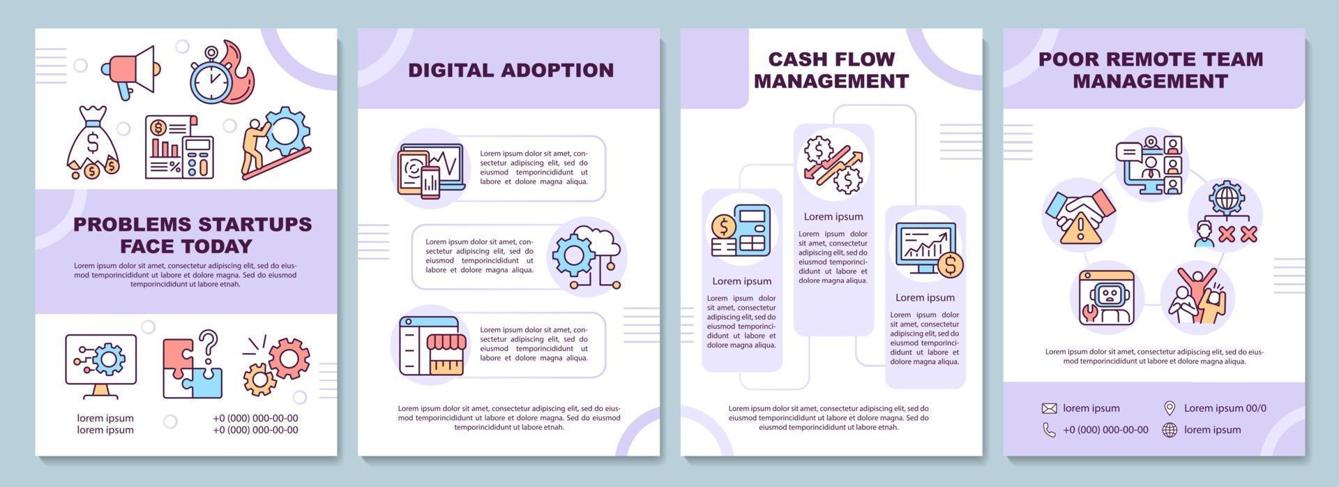 Startup problems brochure template vector