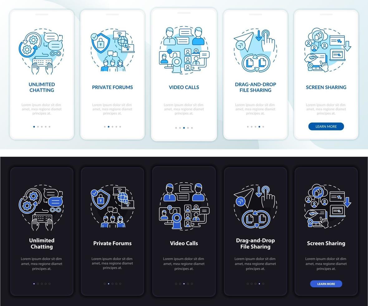 Business chat service onboarding mobile app page screen vector