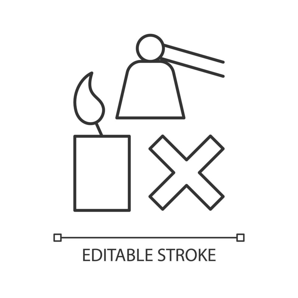 Extinguishing flickering candle linear manual label icon vector