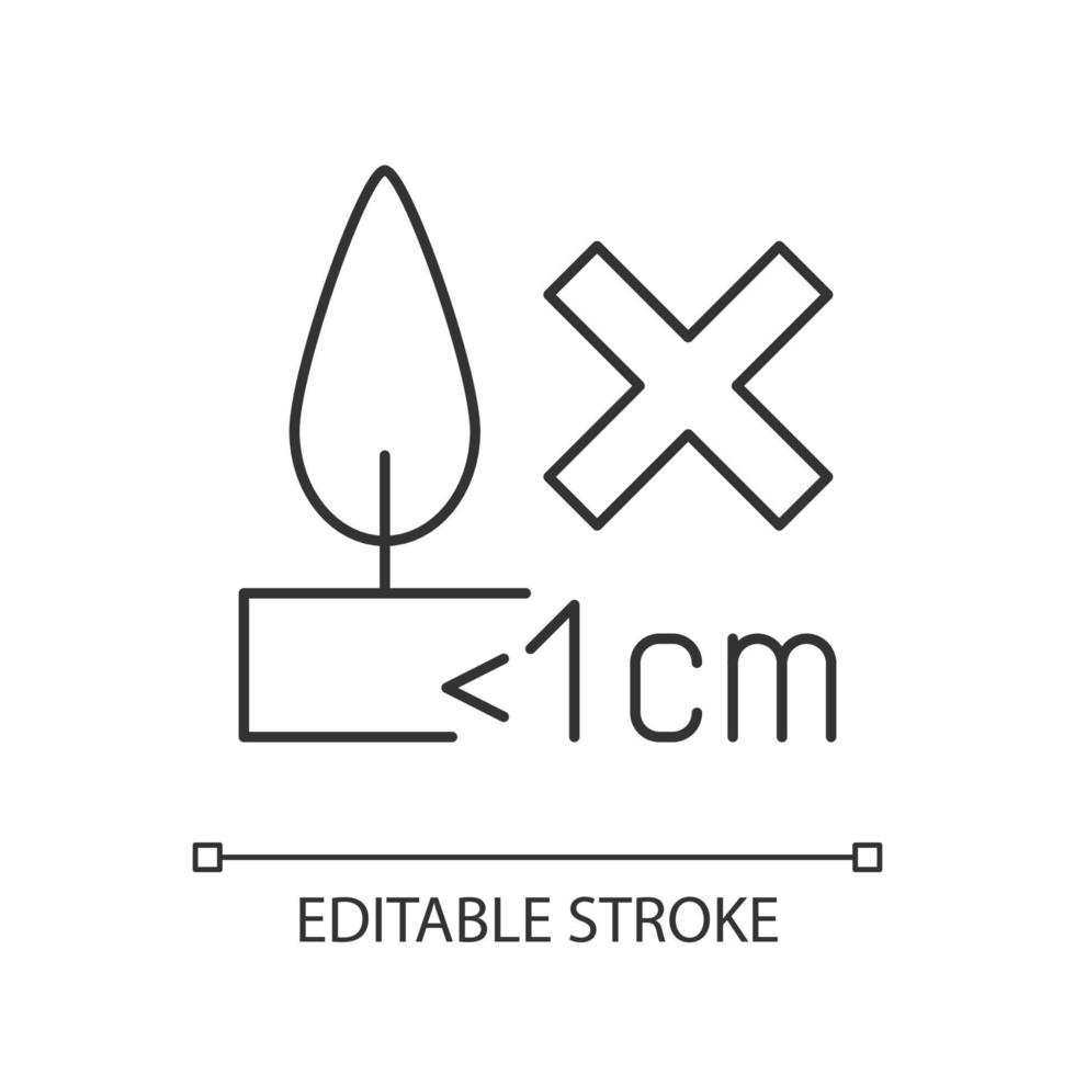 Burning candles correctly linear manual label icon vector