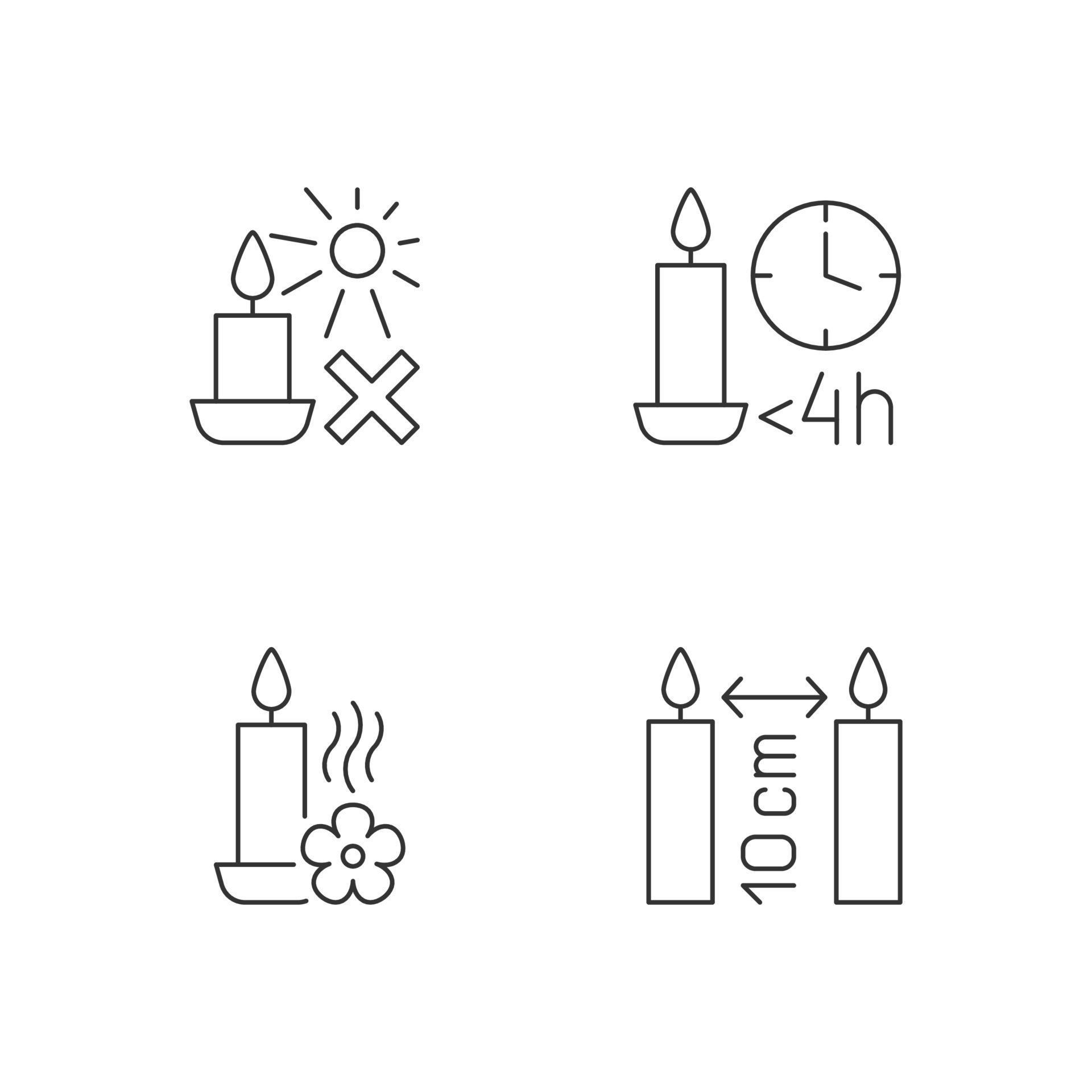 Candle warning label linear manual label icons set 3273119 Vector Art