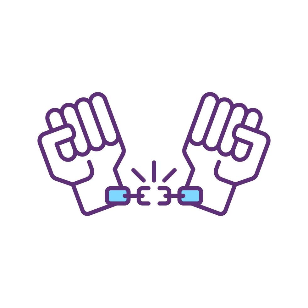 Hands in chain RGB color icon vector