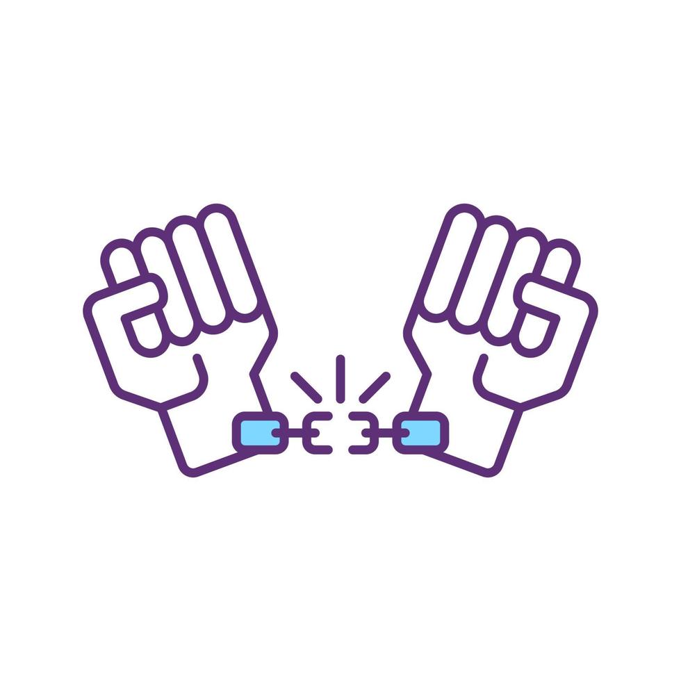 Hands in chain RGB color icon vector