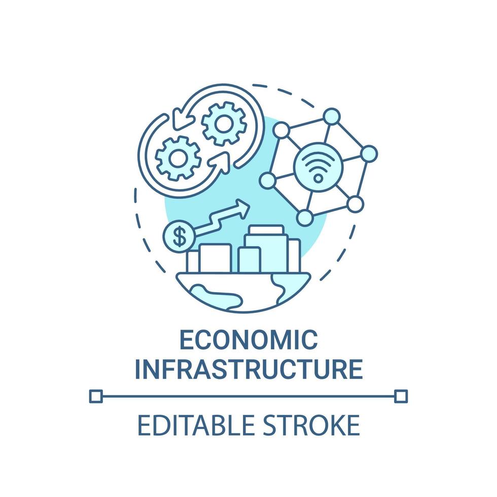 icono de concepto azul de infraestructura económica vector