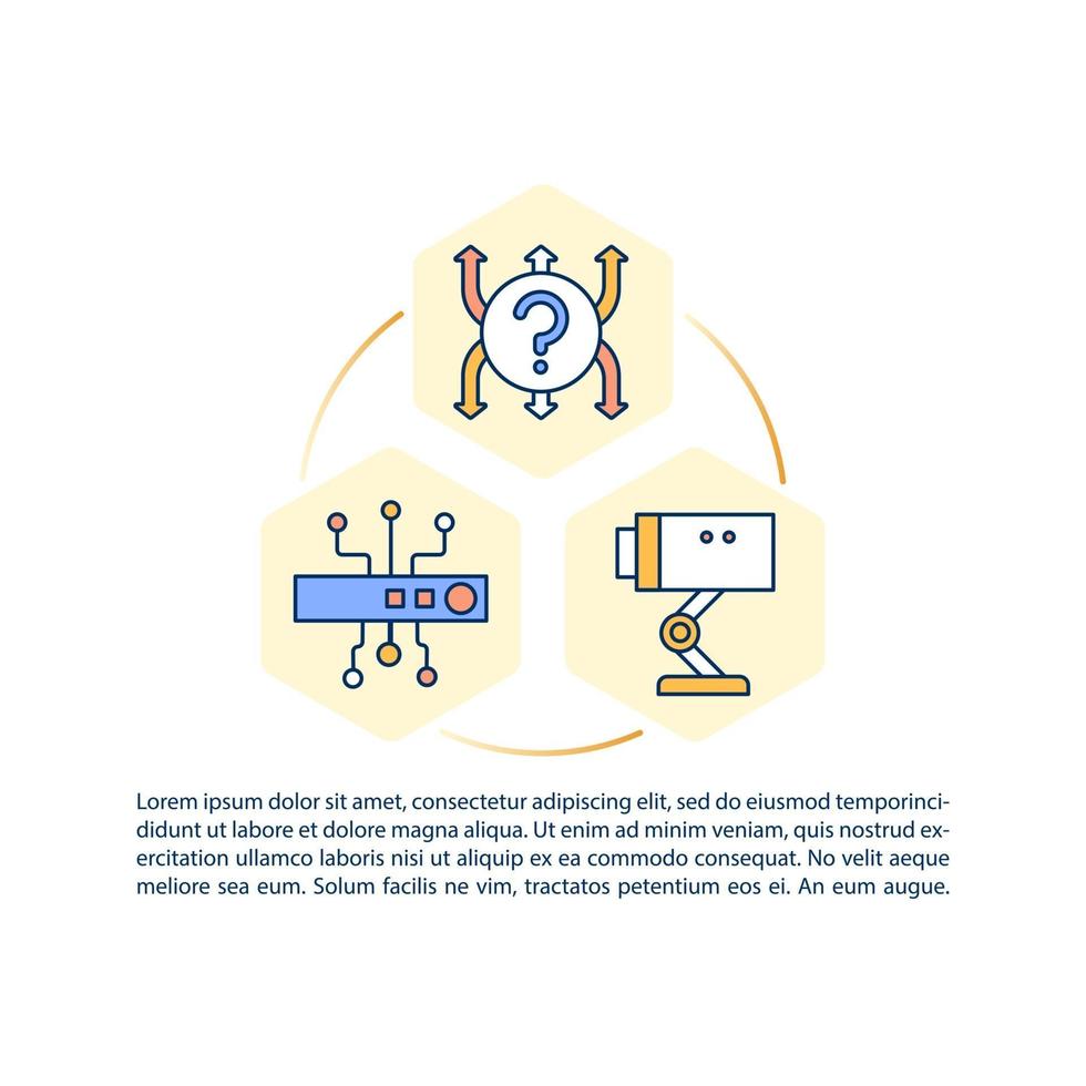 Surveillance system installation concept line icons with text vector