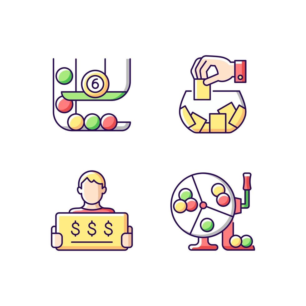 Lottery formats RGB color icons set vector