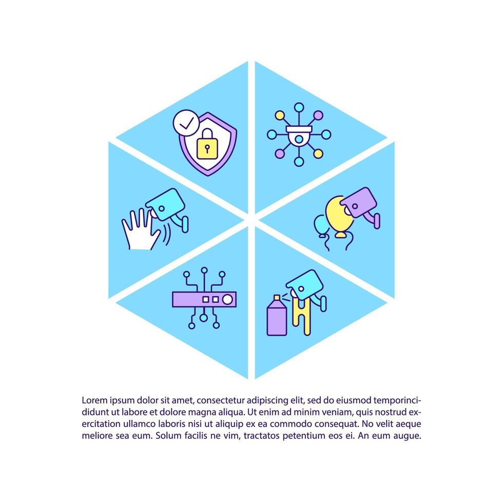 Surveillance systems concept line icons with text vector