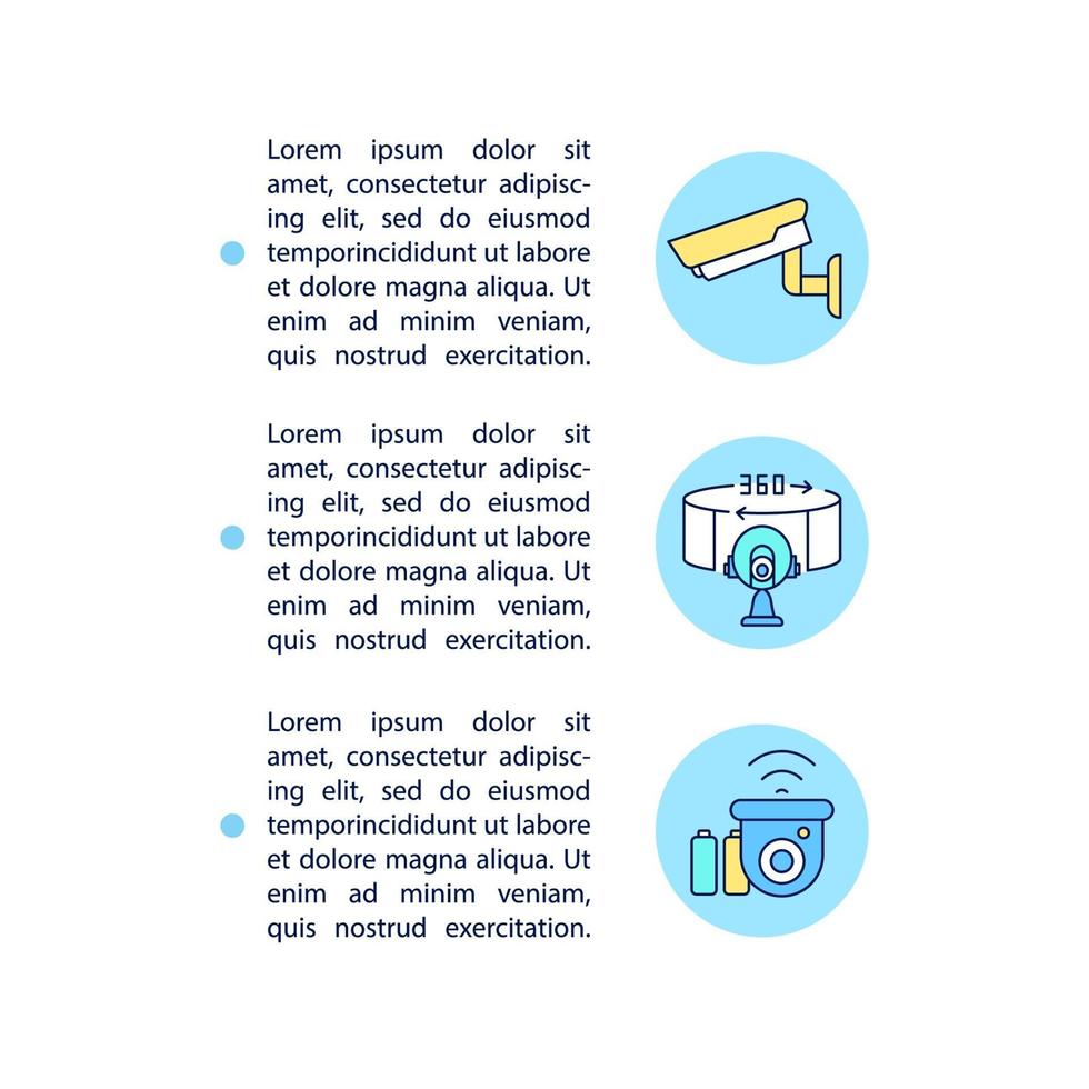 Fisheye lens cam concept line icons with text vector