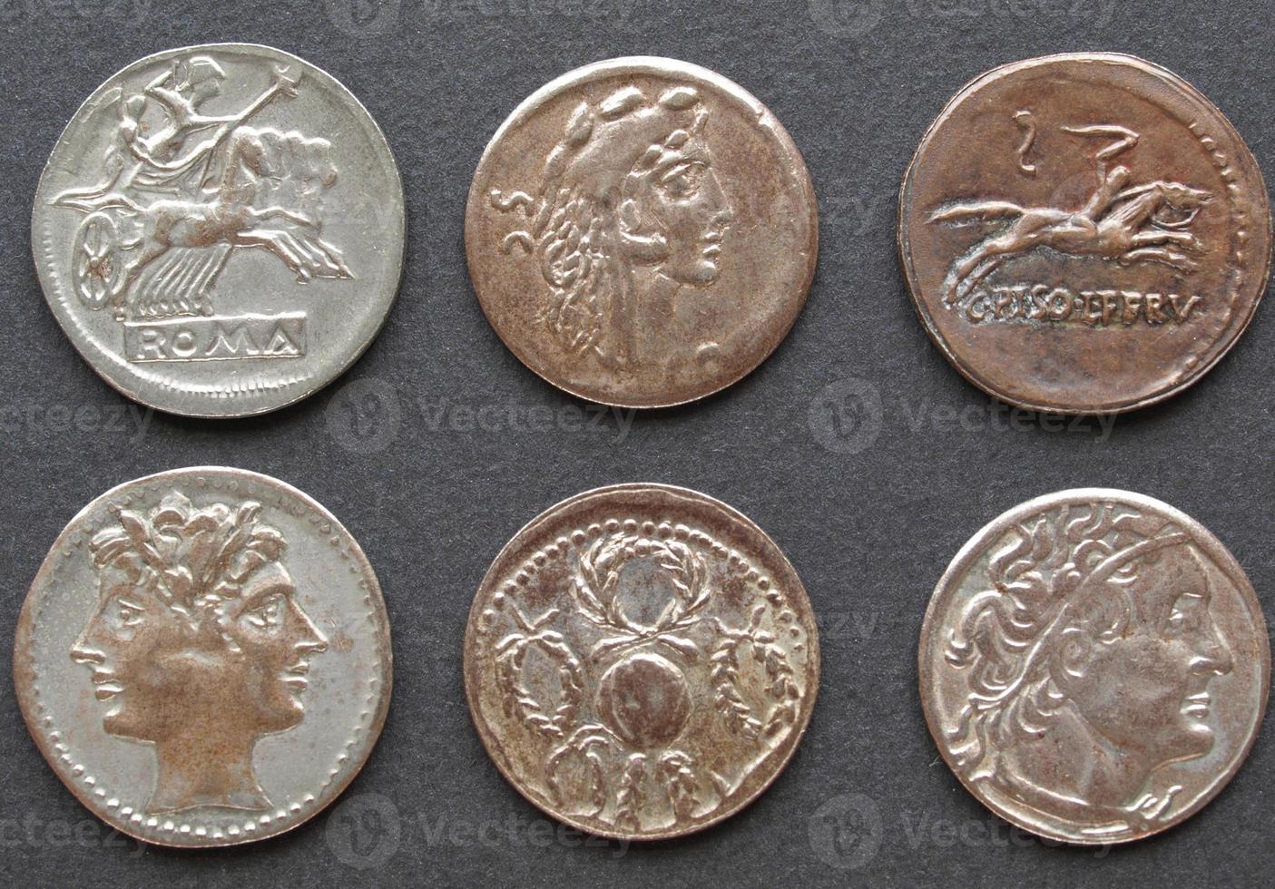 Ancient Roman and Greek coins photo