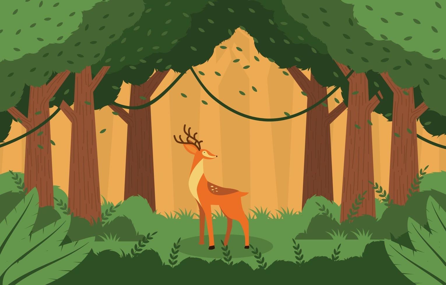 ciervos en la naturaleza del bosque profundo vector