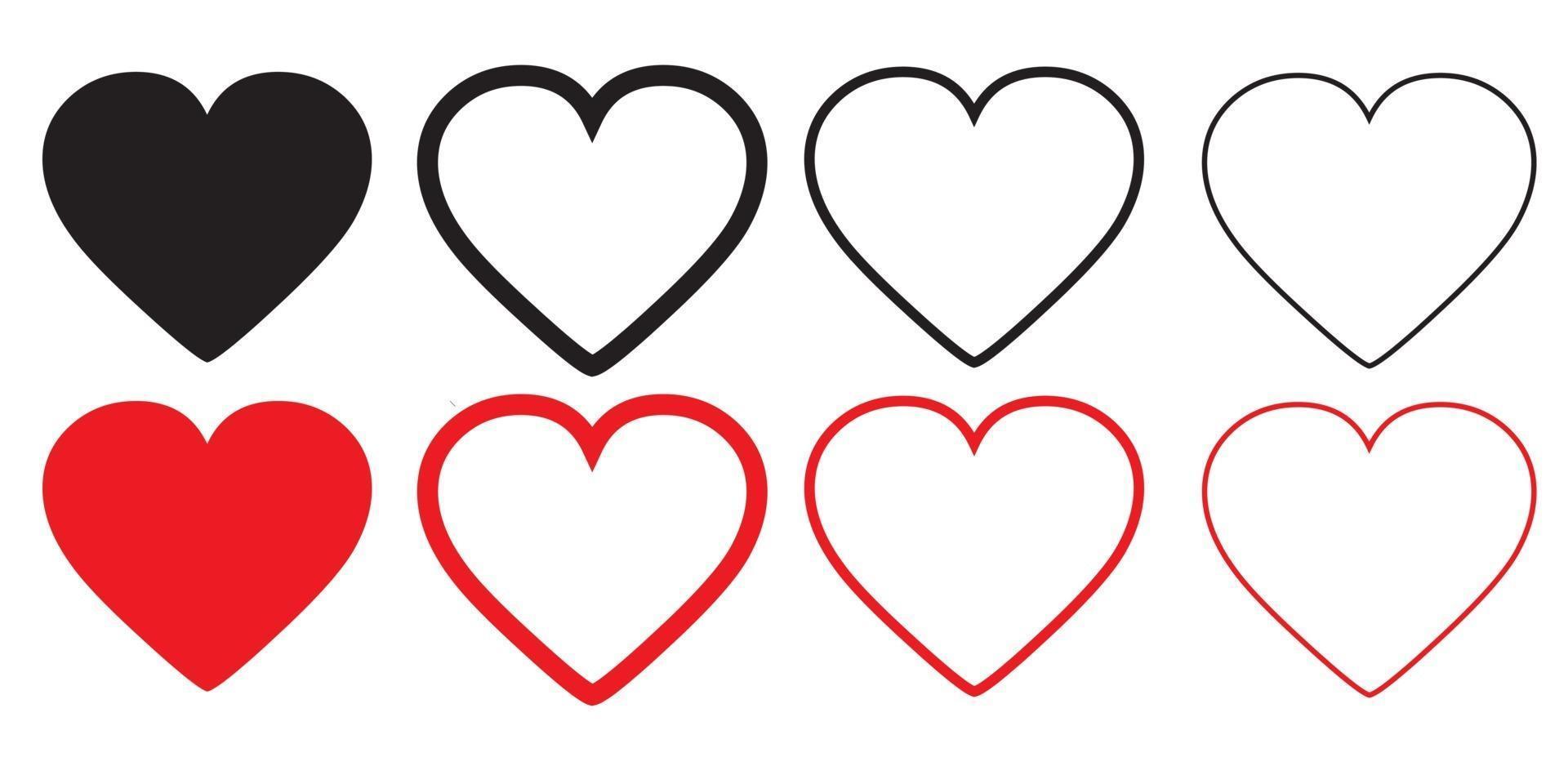 Heart icons set. Love symbol. Valentines day logo. Heart shape vector