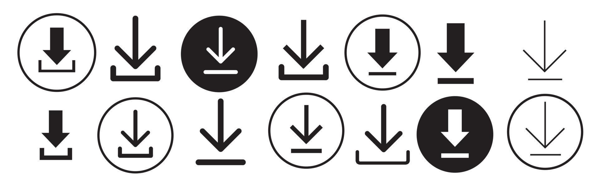 Download icon symbol. Round down arrow. vector