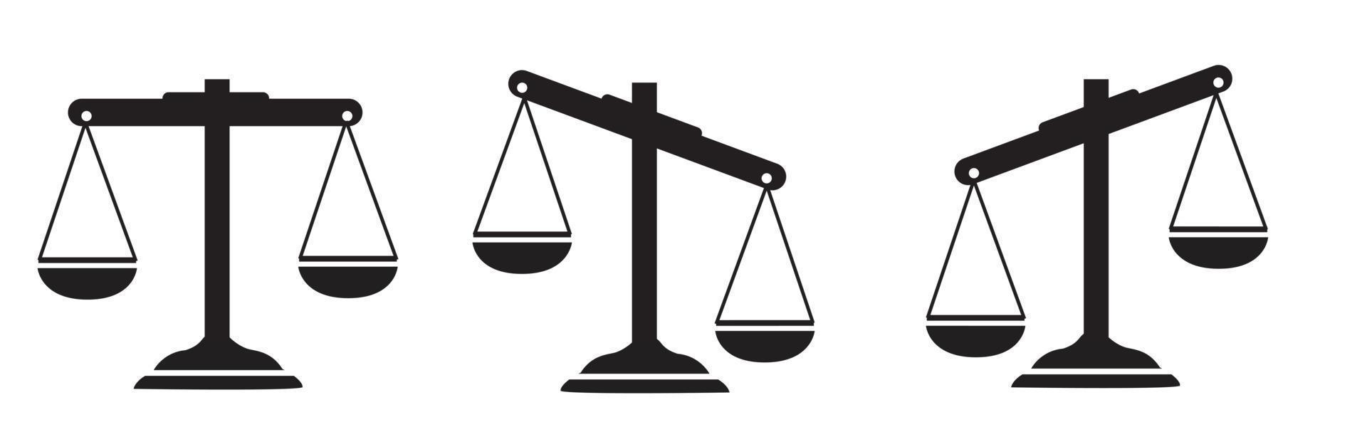 Justice scales icons set . Scales icon collection. Law scale icon vector