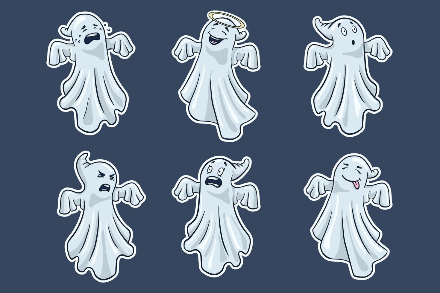 Ghosts Stickers Set vector