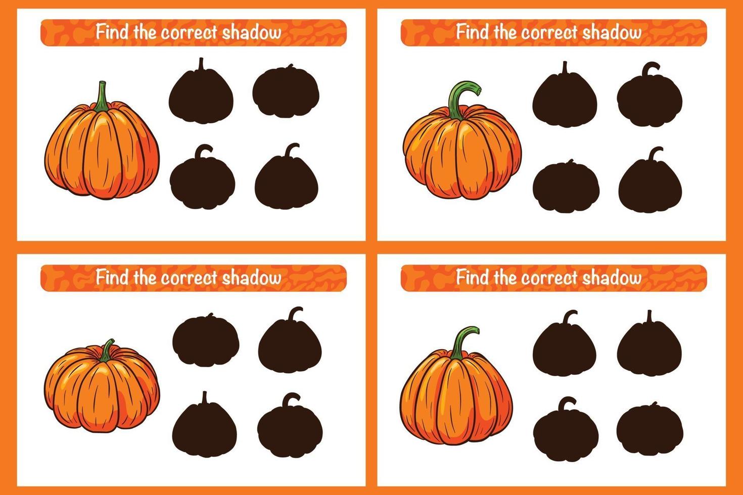 Find correct Pumpkin shadow educational game for kids vector