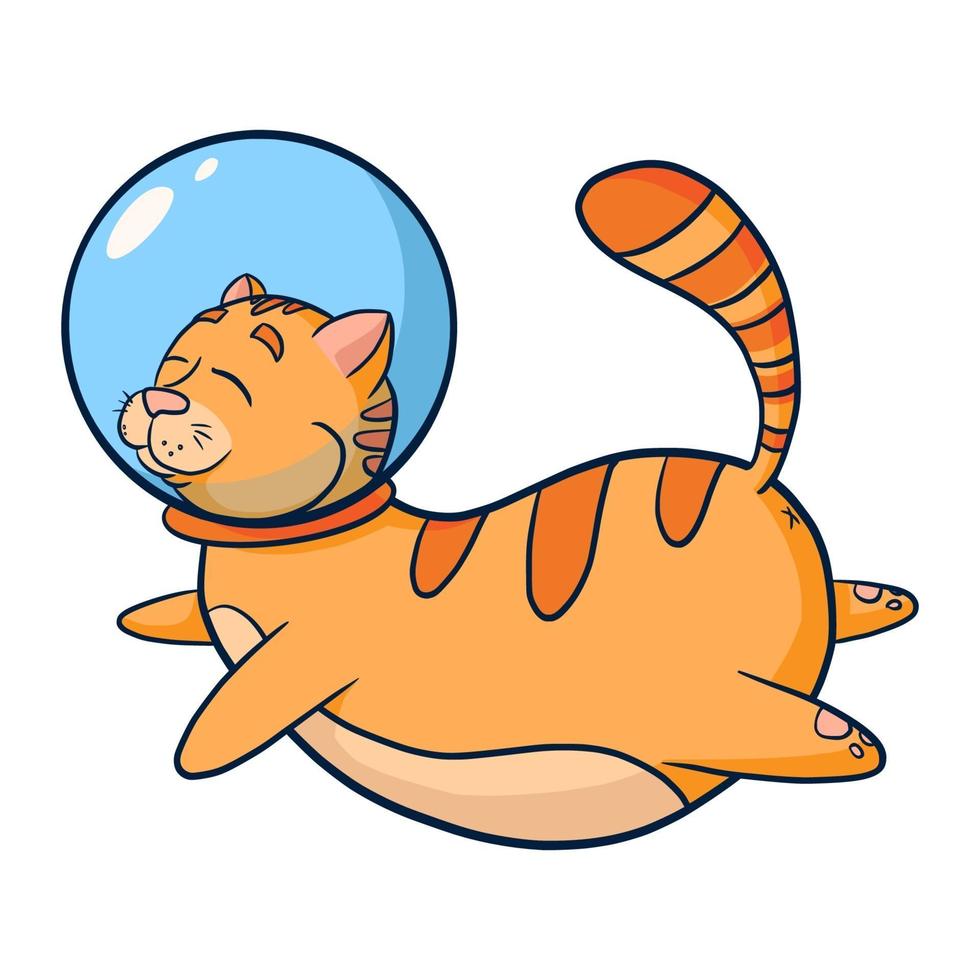 Cat Astronaut Cartoon Illustration vector