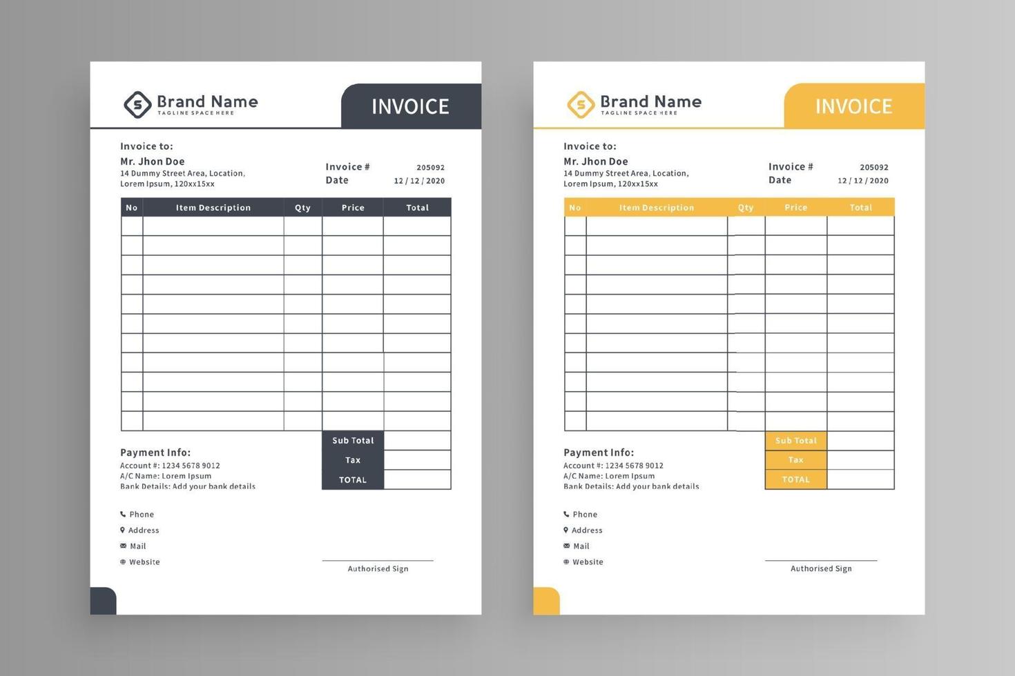 invoice design template vector