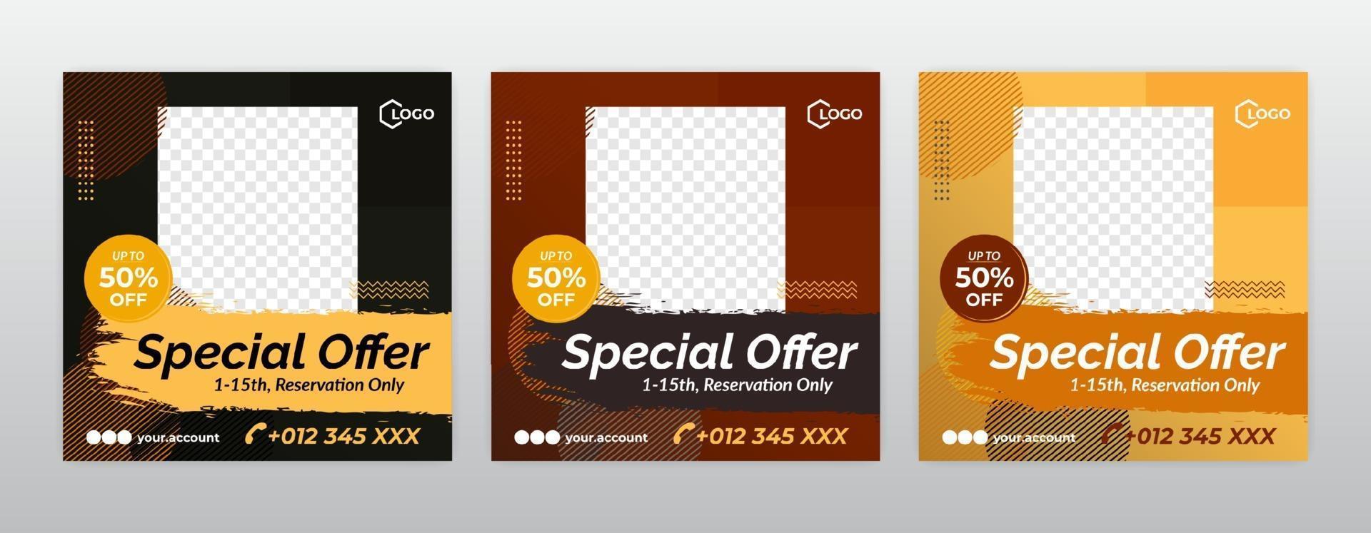 special offer, social media post template vector