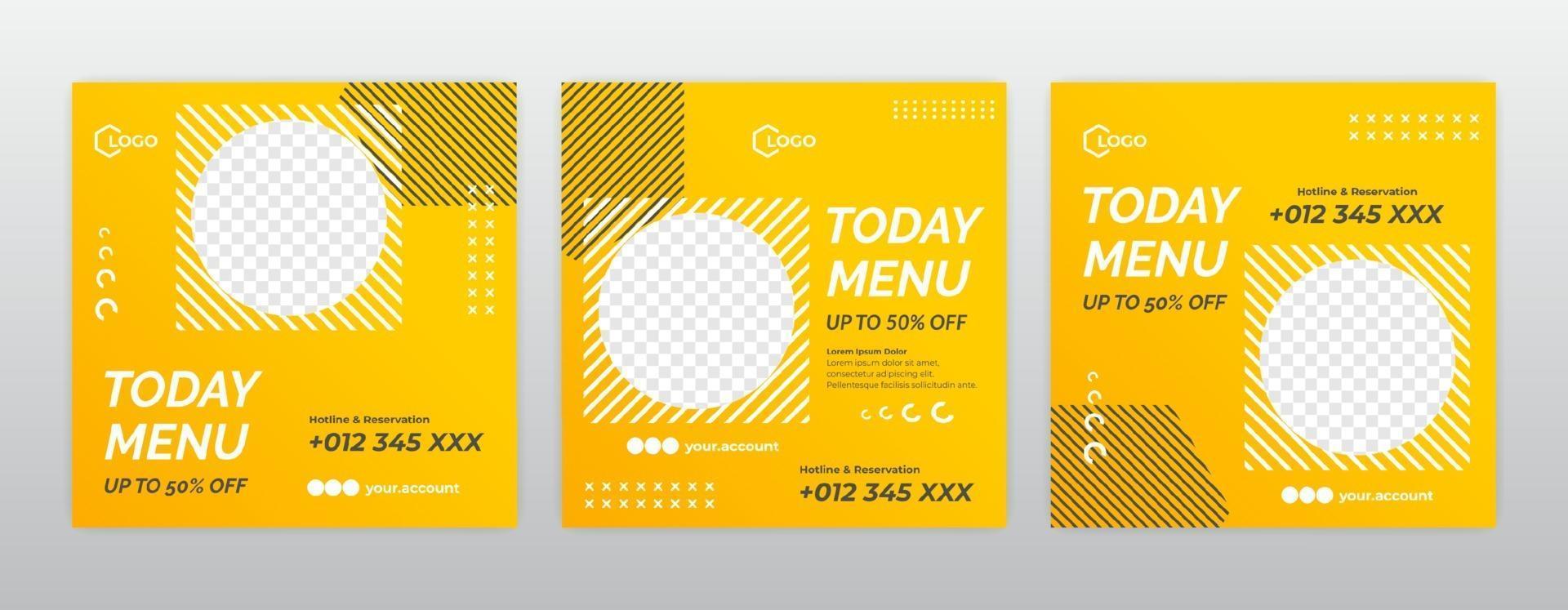 Todays menu, social media post template vector