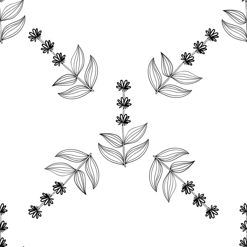 gentian, seamless b-w vector