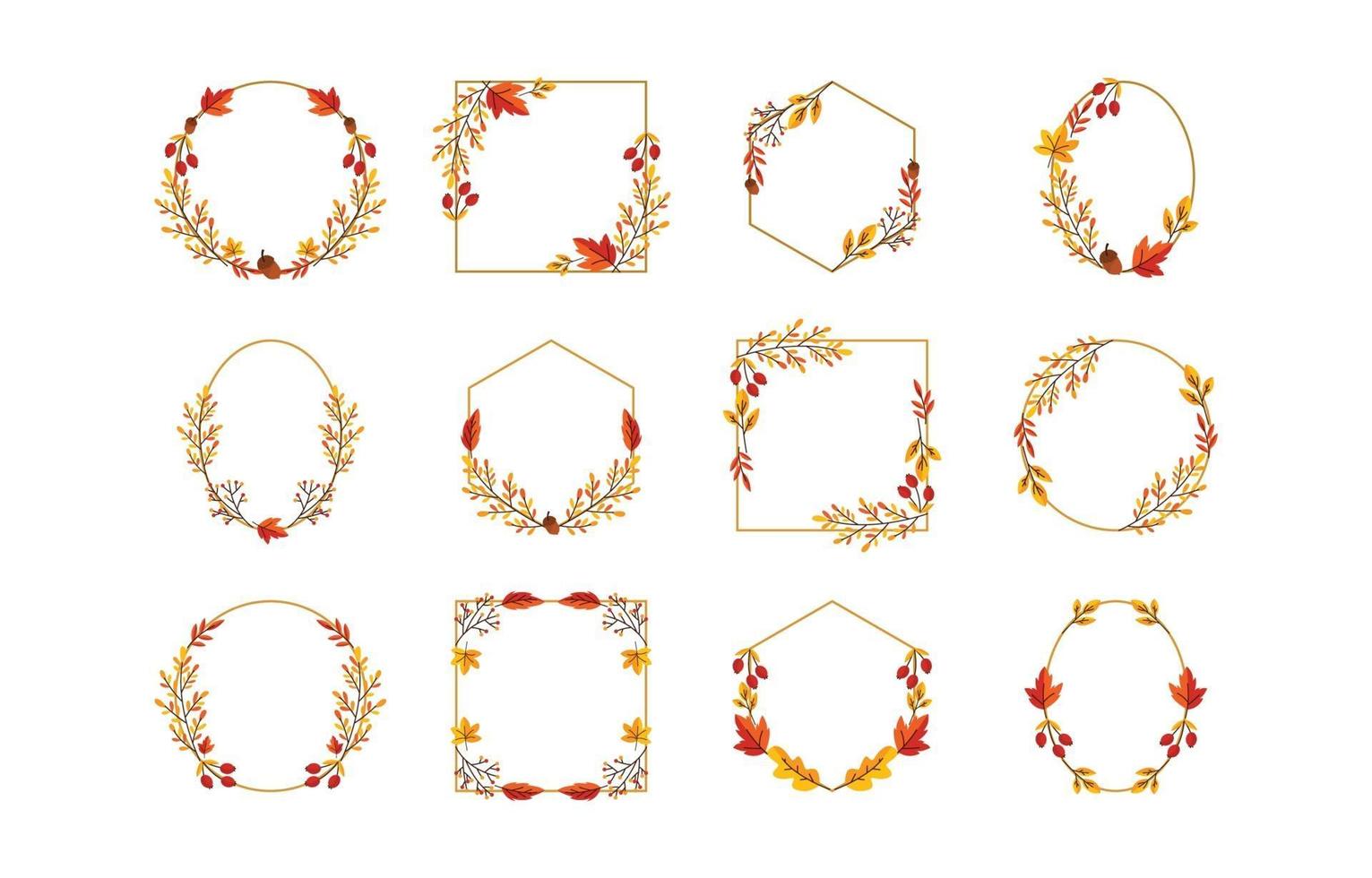 Autumn Leaves and Foliage Wreath Collection vector