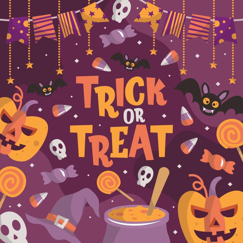 Trick or Treat Halloween Colorful Background vector