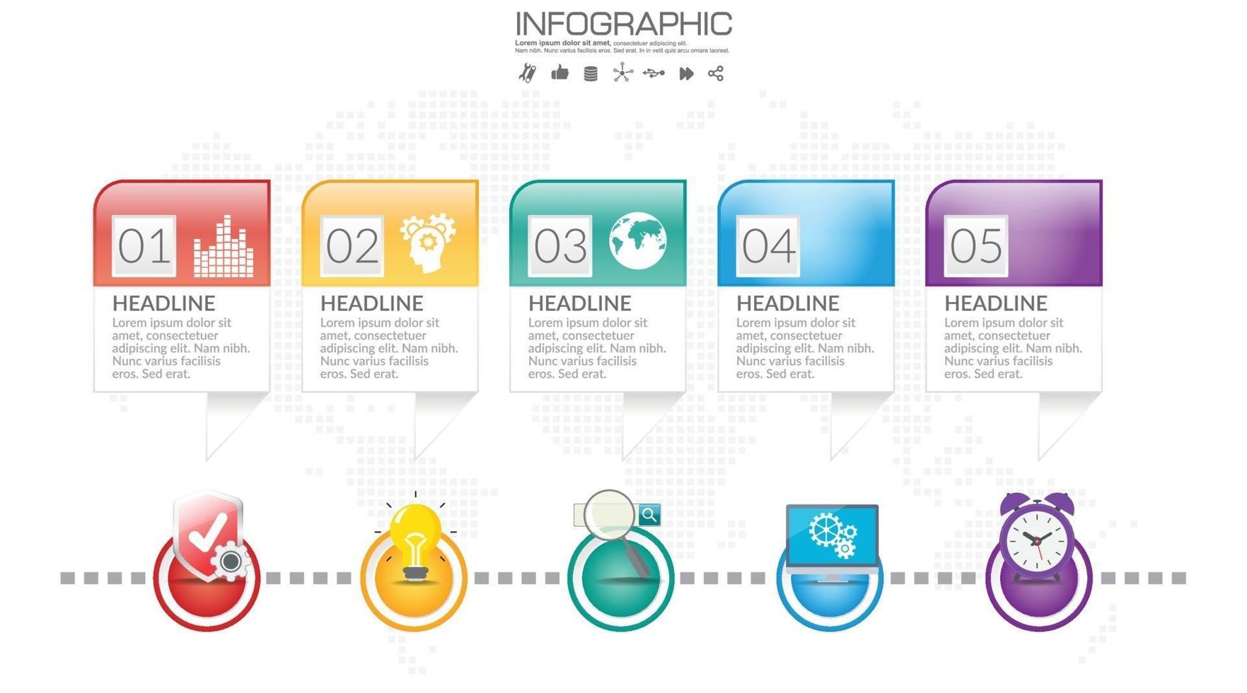 5 Steps timeline infographic in business concept vector