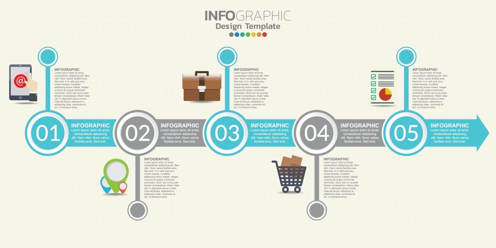 Infografía de flechas de línea de tiempo con pasos o procesos. vector