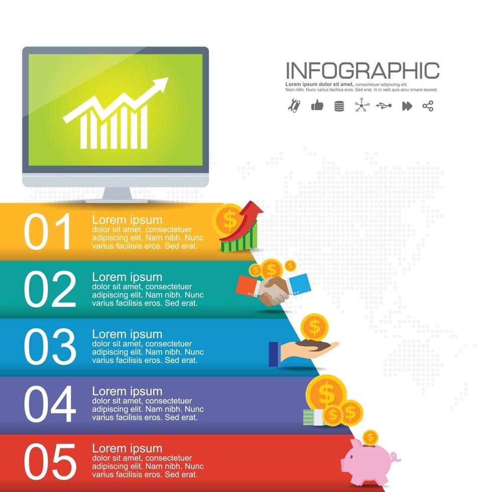 5 Steps timeline infographic in business concept vector