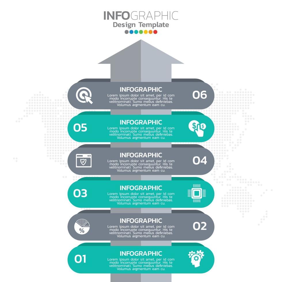 Timeline arrows infographic with steps or processes. vector