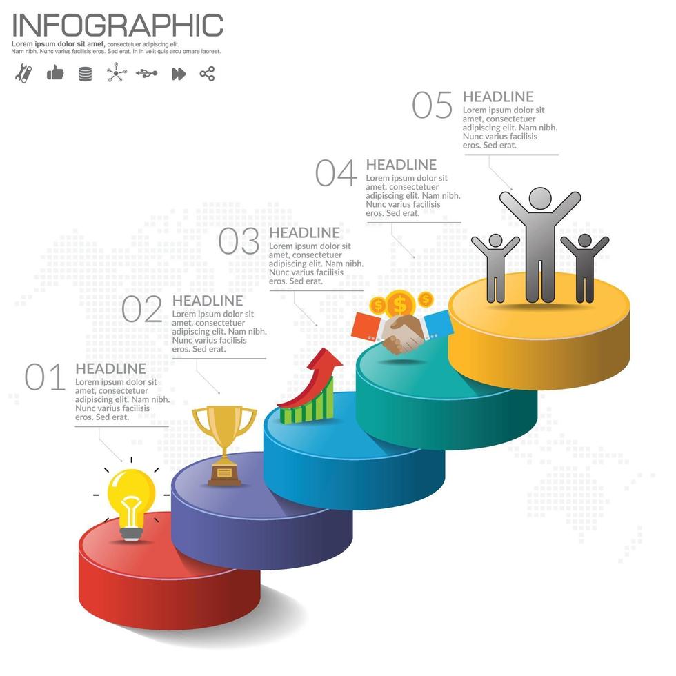 5 Steps timeline infographic in business concept vector