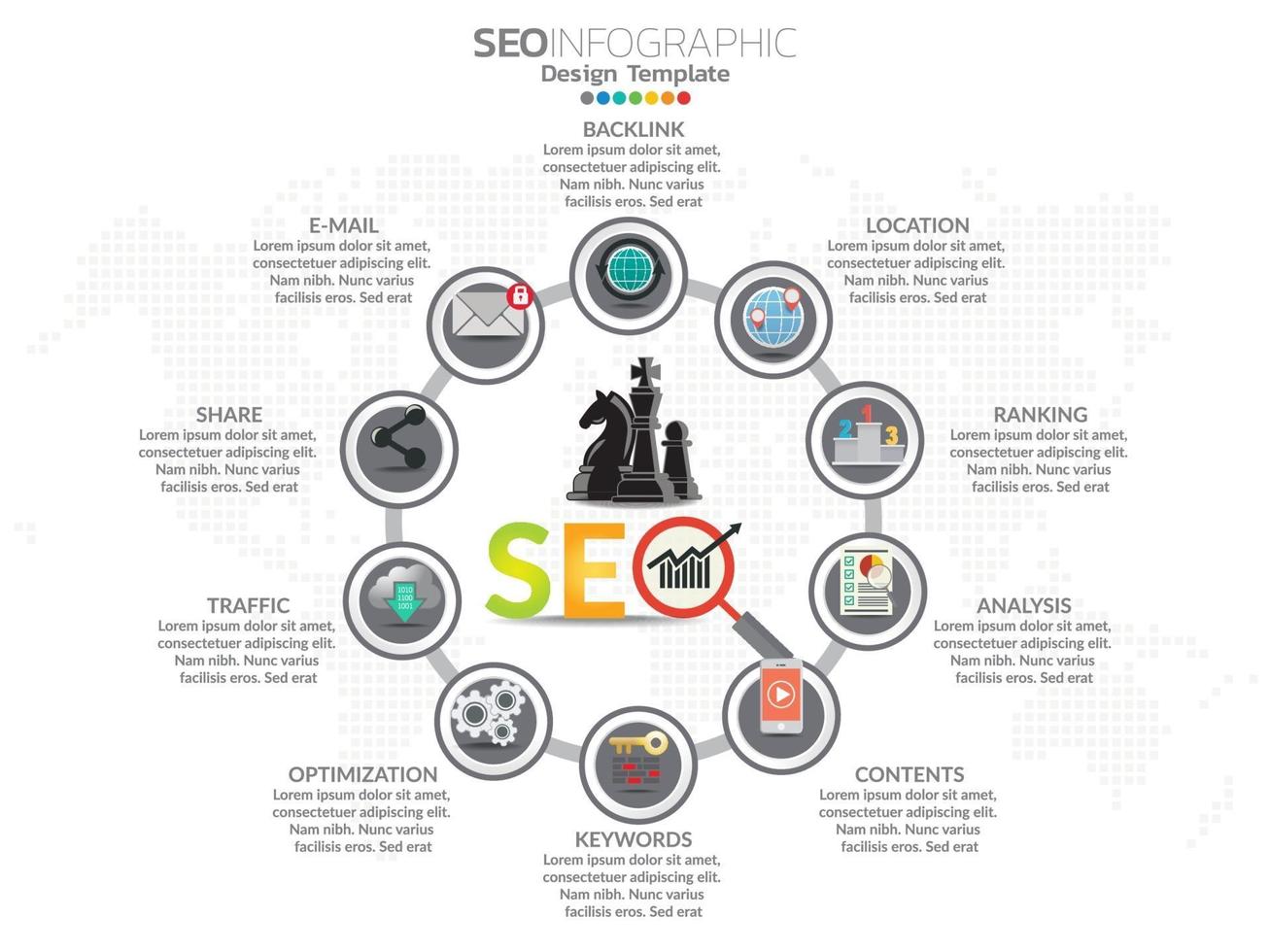 SEO digital marketing concept with icons. vector