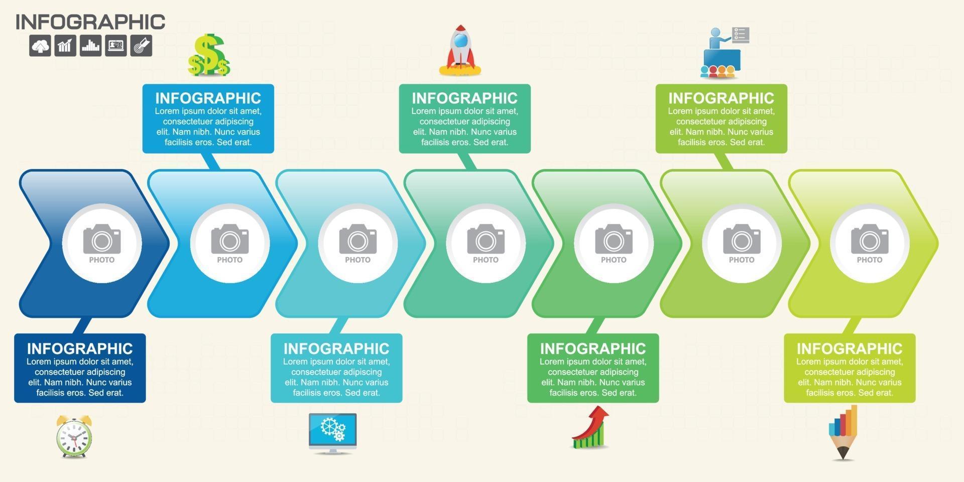 Arrow infographic design steps or processes. vector
