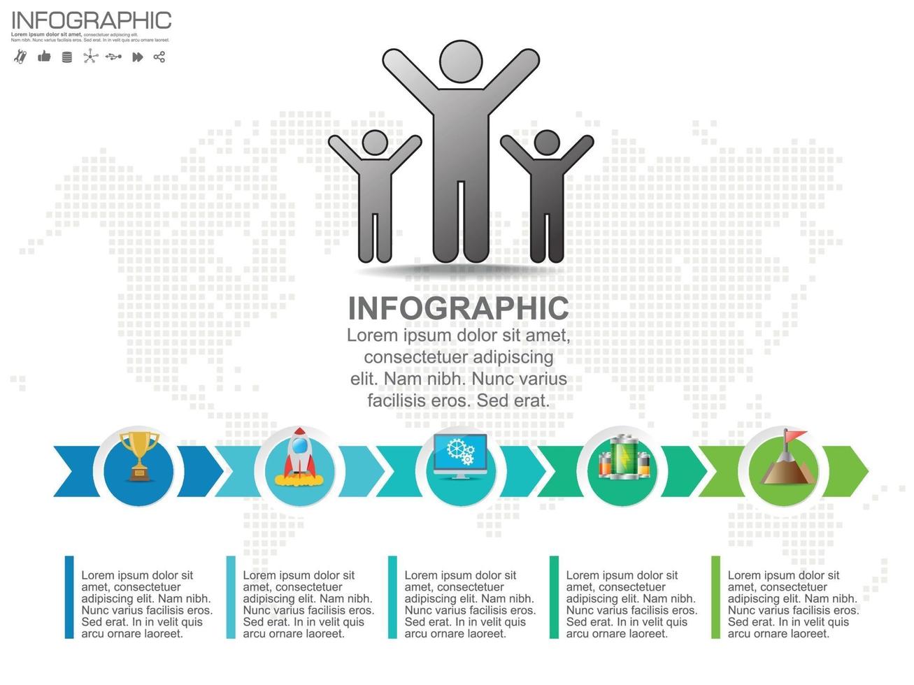 Timeline arrows infographic with steps or processes. vector