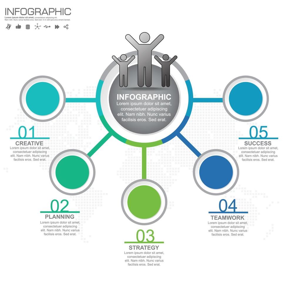 5 Parts infographic design steps or processes. vector