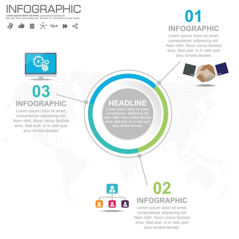 Business Infographic template with 3 options or steps. vector