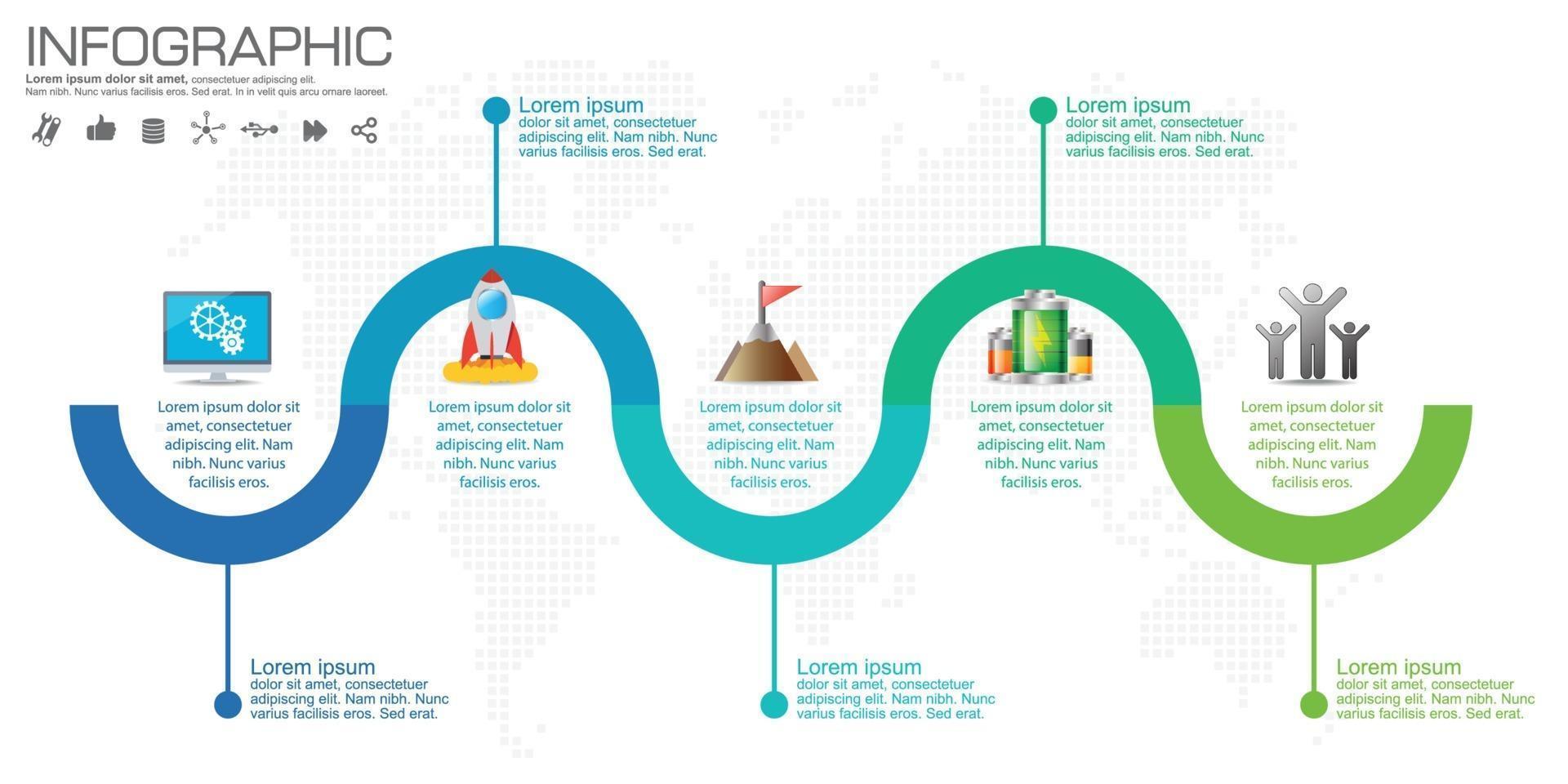 5 Parts infographic design steps or processes. vector
