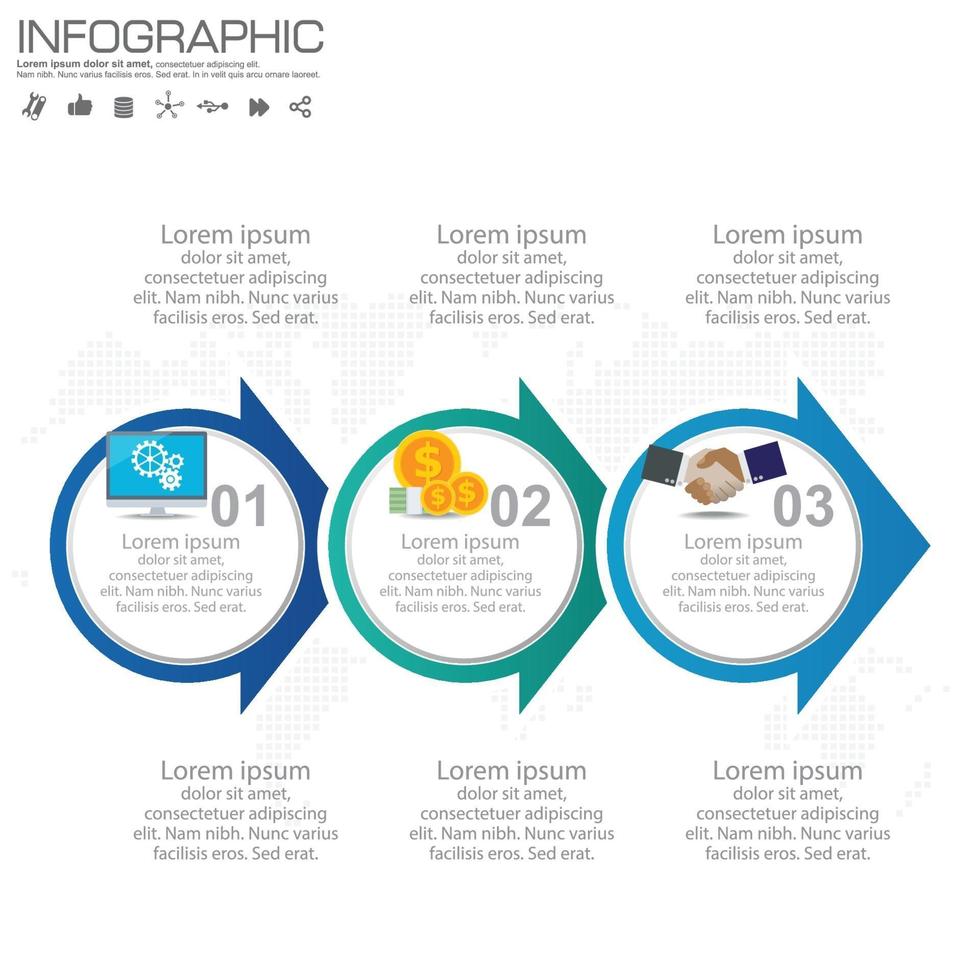 Business Infographic template with 3 options or steps. vector